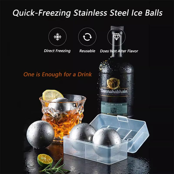 304 and 316 Stainless Steel Ice Cubes, Reusable Metal Ice Balls, Round Rapid Freeze