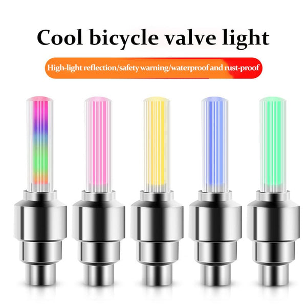 Bicycle valve stem lights tire mountain bike colorful warning atmosphere light