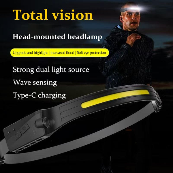 Silicone COB Headlamp, High-Intensity, Portable, Multi-Functional with Smart Sensor