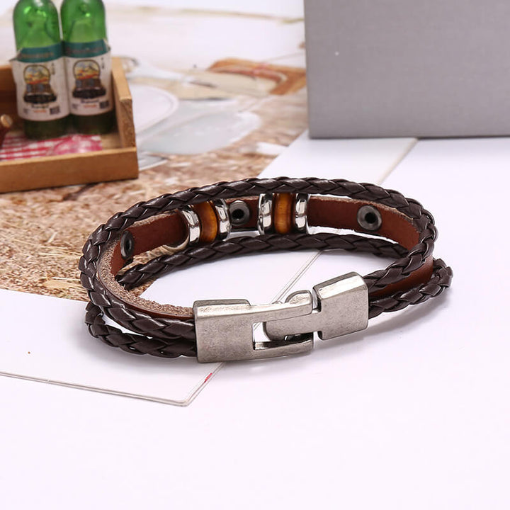 Minimalist Handcrafted Multi-layer Beaded Leather Bracelet - AIGC-DTG