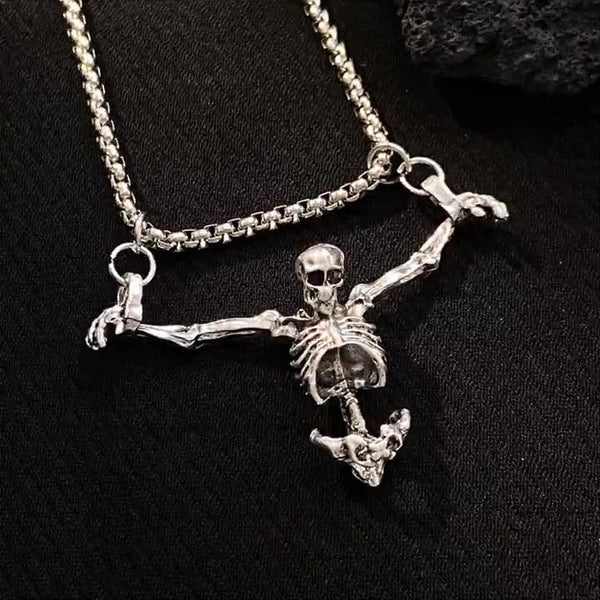 Halloween Gothic Dark Skeleton Pendant Necklace