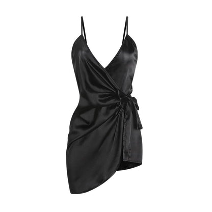 Sexy Ice Silk Camisole Nightdress with Side Tie