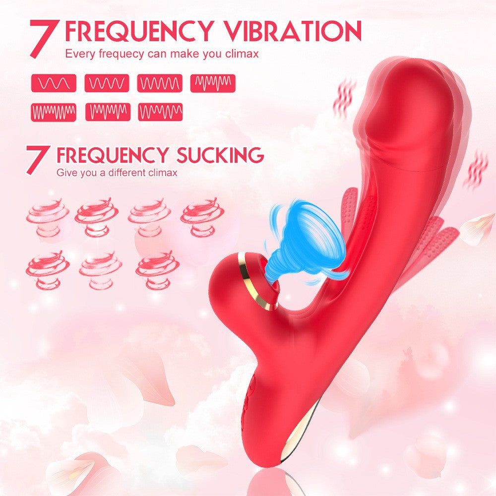 Women’s Vibrator with Realistic Dildo Design – Flapping Vibration & Clitoral Suction