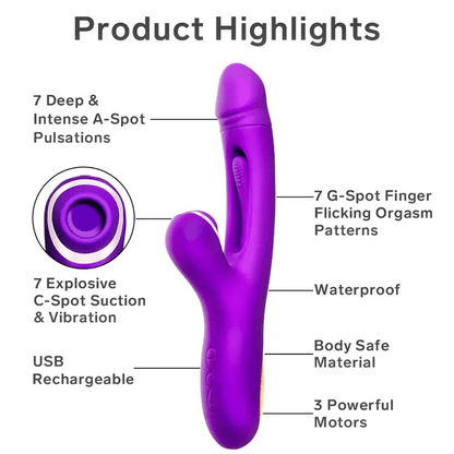 Women’s Vibrator with Realistic Dildo Design – Flapping Vibration & Clitoral Suction