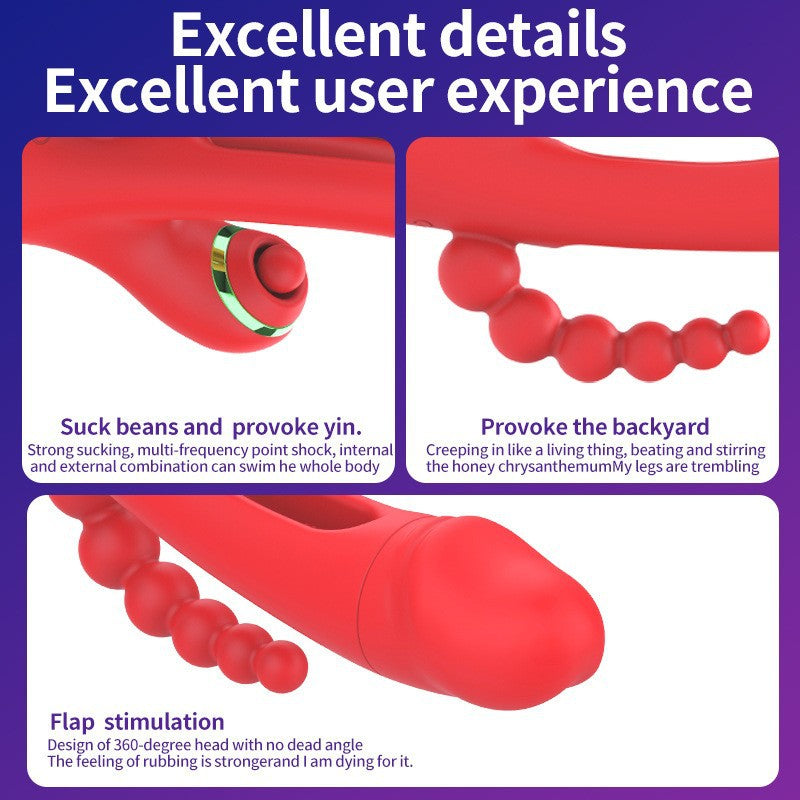 Women’s Vibrator with Realistic Dildo Design – Flapping Vibration & Clitoral Suction