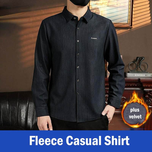 Men's All-in-one Velvet Casual Business Striped Shirt - AIGC-DTG