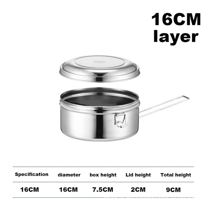Camping Stainless Steel Round Single and Double Layer Lunch Box - AIGC-DTG