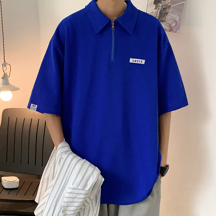 Men's Summer Hong Kong Style Zippered Polo shirt - AIGC-DTG