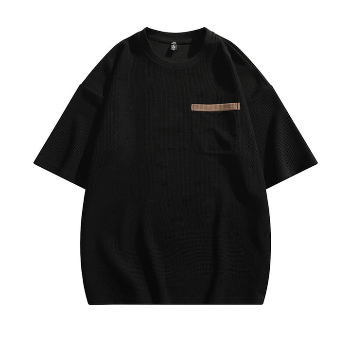 Men's Summer Waffle Loose Pocket Short Sleeve T-shirt - AIGC-DTG