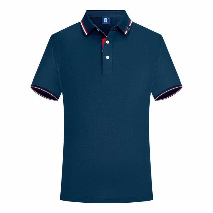 Men's Summer Short Sleeve Striped Color Block Polo Shirt - AIGC-DTG