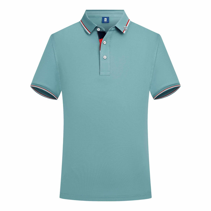 Men's Summer Short Sleeve Striped Color Block Polo Shirt - AIGC-DTG