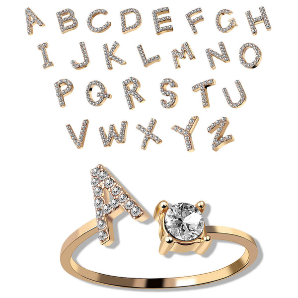 Couple 26 English Letter Rings - Adjustable Opening - AIGC-DTG