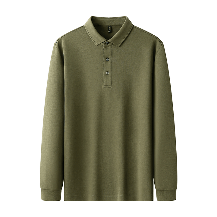 Autumn Solid Color Long Sleeve Lapel POLO Shirt - AIGC-DTG