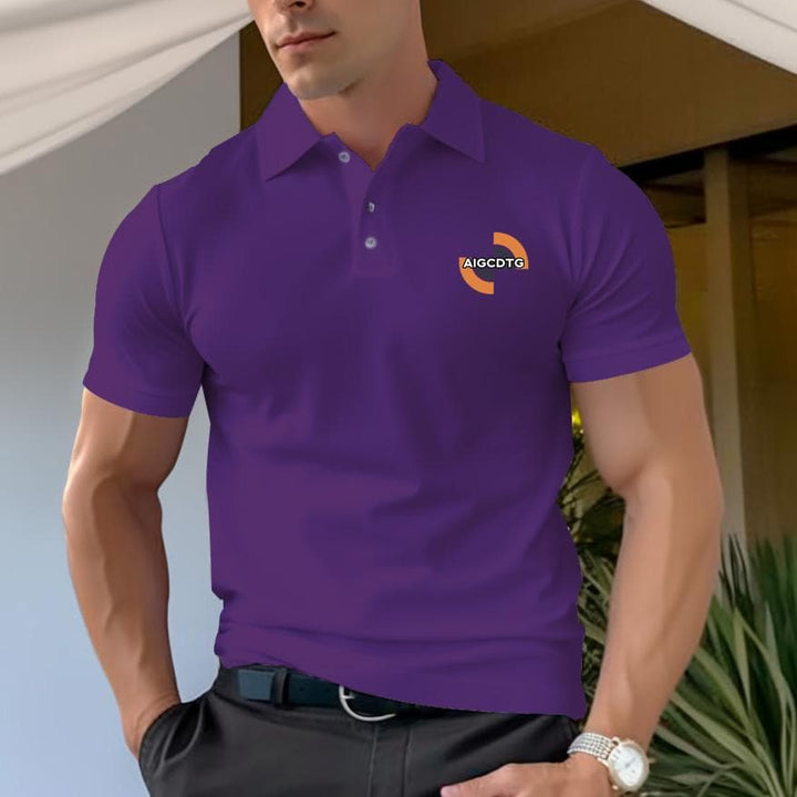 Pattern Of Half Circles And Monograms  Men's Cotton Polo - AIGC-DTG