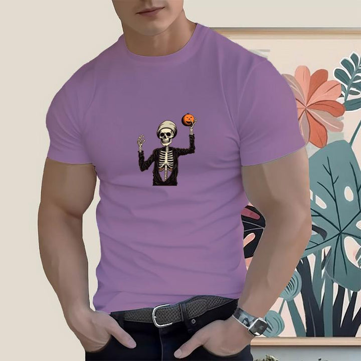 Men's Skull Basketball Graphic Design Cotton T-Shirt 14 Colors - AIGC-DTG