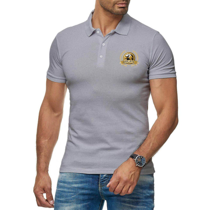 Golden Eagle Head Men's 100% Cotton Polo Short Sleeve T-Shirt - AIGC-DTG