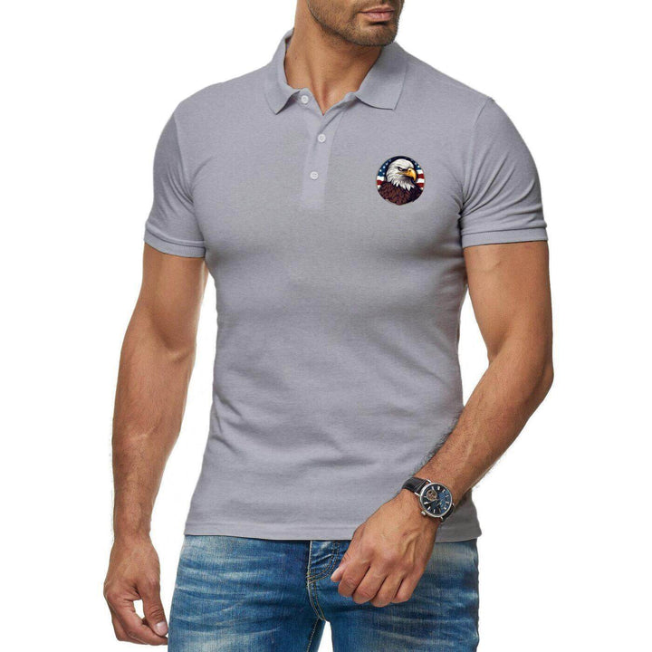 Men's 100% Cotton Polo T-Shirt with American Eagle Design - AIGC-DTG
