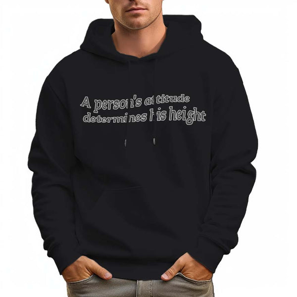 Men's Pullover Hoodie Casual Drawstring with Pockets-Attitude Determines Height - AIGC-DTG