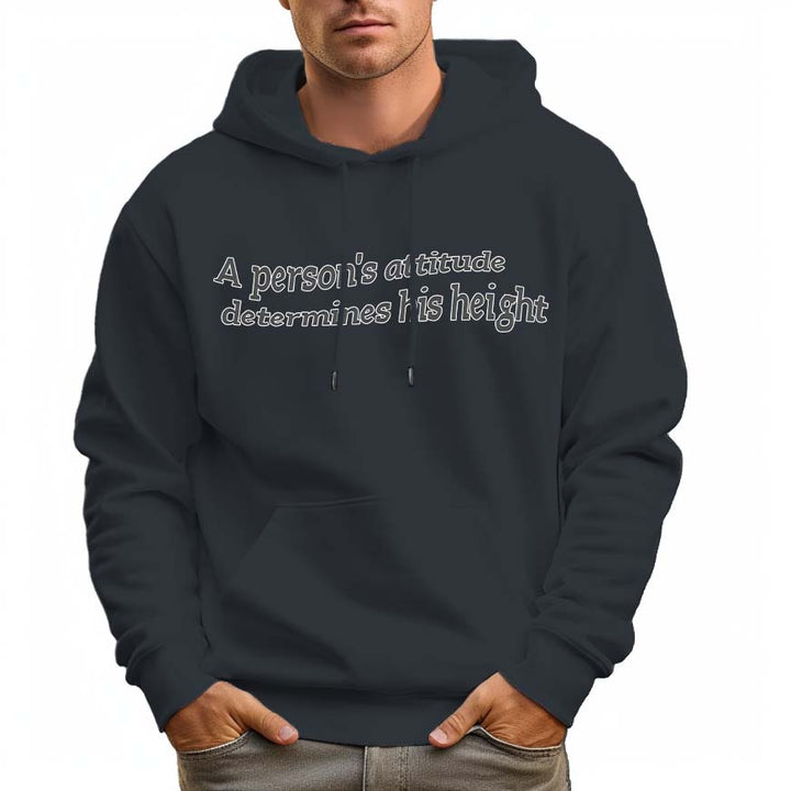 Men's Pullover Hoodie Casual Drawstring with Pockets-Attitude Determines Height - AIGC-DTG