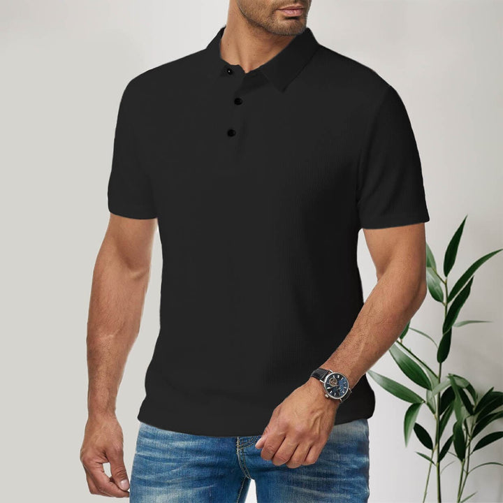 Men's Casual Seamless Short-Sleeve Polo Shirt with Flip Collar - AIGC-DTG