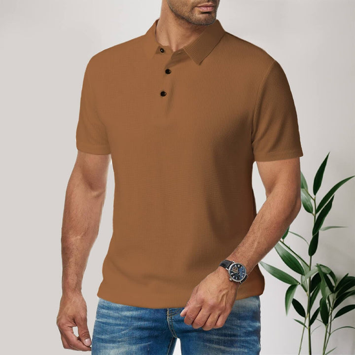 Men's Casual Seamless Short-Sleeve Polo Shirt with Flip Collar - AIGC-DTG