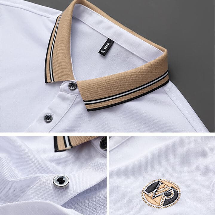Men's Embroidered Letters Polo T-Shirt - Stylish and Elegant - AIGC-DTG