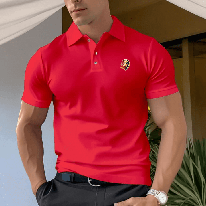 Men's Horse Badge Pure Cotton Polo T-Shirt in 14 Colors - AIGC-DTG