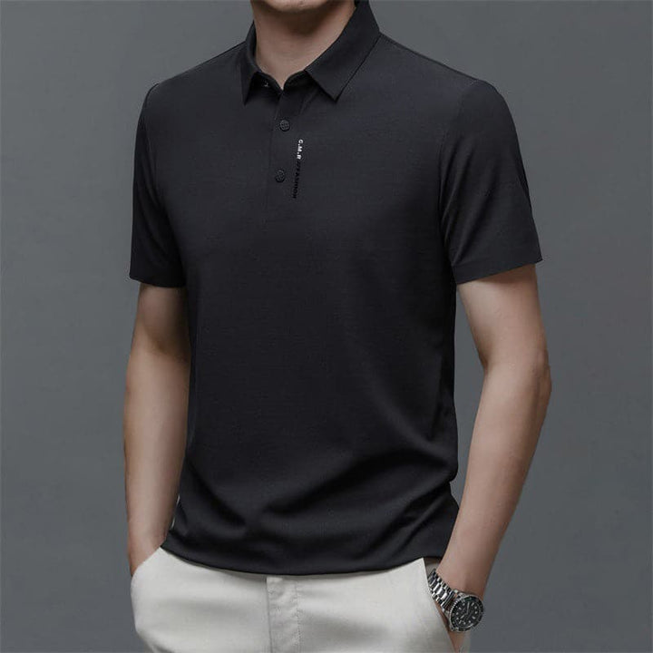 Men's Ice Silk Cuffs and Chest Dual Graphic Polo Short Sleeve - AIGC-DTG