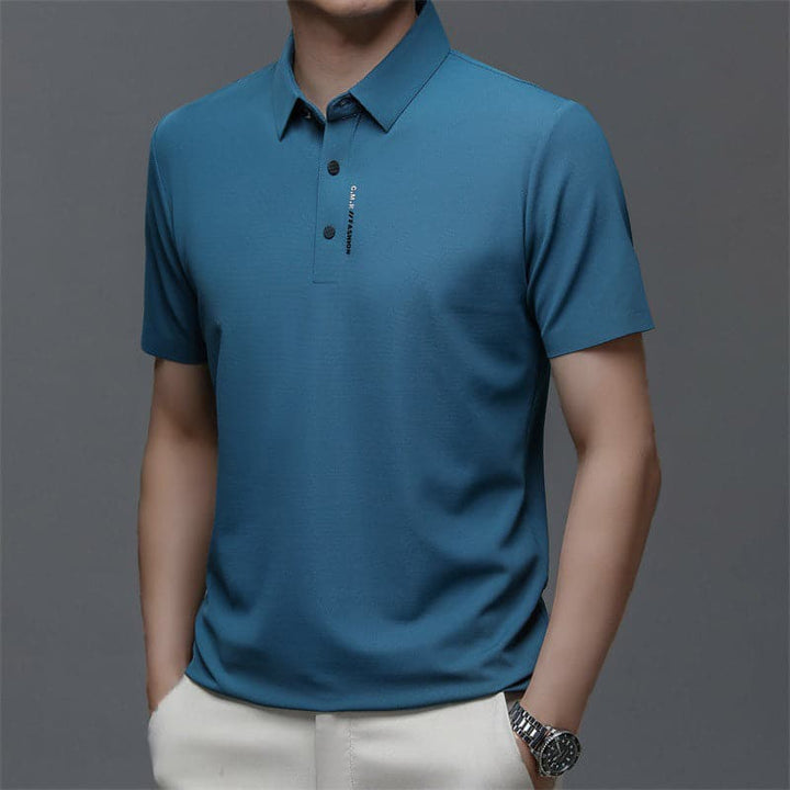 Men's Ice Silk Cuffs and Chest Dual Graphic Polo Short Sleeve - AIGC-DTG