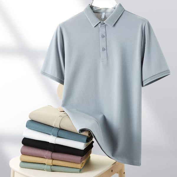Men's Mulberry Silk and Pearl Cotton Polo Shirt- Breathable and Comfortable - AIGC-DTG