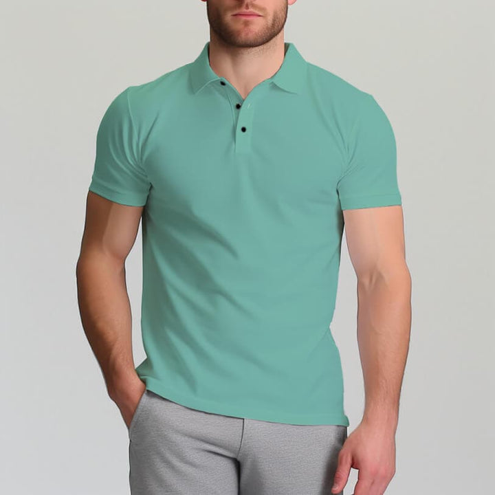 Men's Ultra-Thin Short Sleeve Polo Shirt with 40s Ice-Cool Silk Cotton Blend - AIGC-DTG