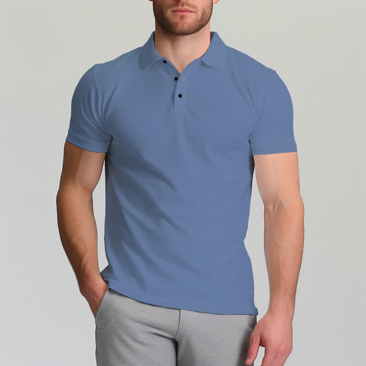 Men's Ultra-Thin Short Sleeve Polo Shirt with 40s Ice-Cool Silk Cotton Blend - AIGC-DTG