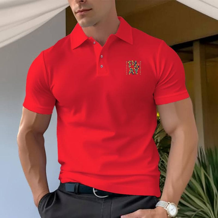 Floral Pattern Double-Sided Design Men's Pure Cotton Polo Shirt - AIGC-DTG