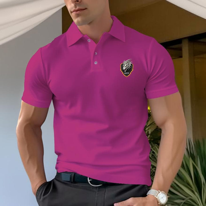 Pattern Of Combination Of AIGCDTG And Dragon Head Men's Cotton Polo - AIGC-DTG