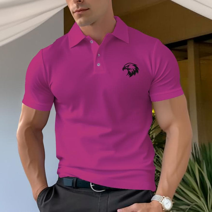 Abstract Eagle Head Design Men's Pure Cotton Polo T-Shirt - AIGC-DTG