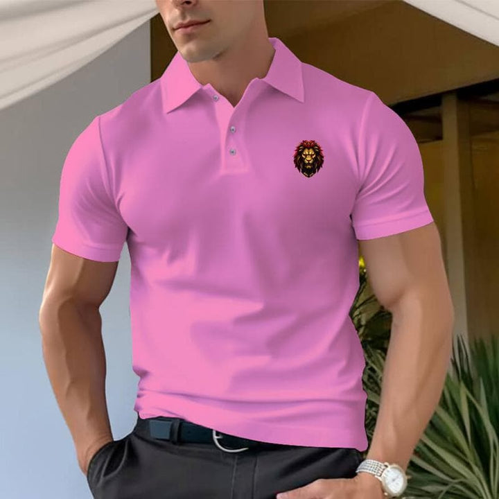 Men's LionHead Design 100% Cotton Polo Shirt - AIGC-DTG