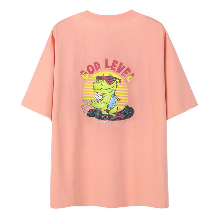 Loose Fit 230g Pure Cotton Dinosaur Print Funny T-shirt for Women - AIGC-DTG
