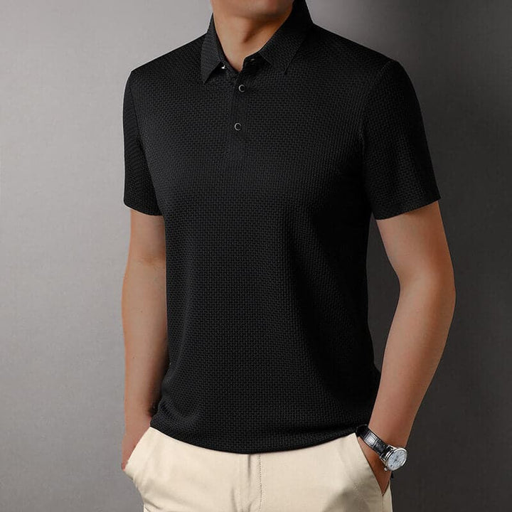 Seamless Silk-Like Men's Polo Shirt Solid Color Business T-Shirt - AIGC-DTG