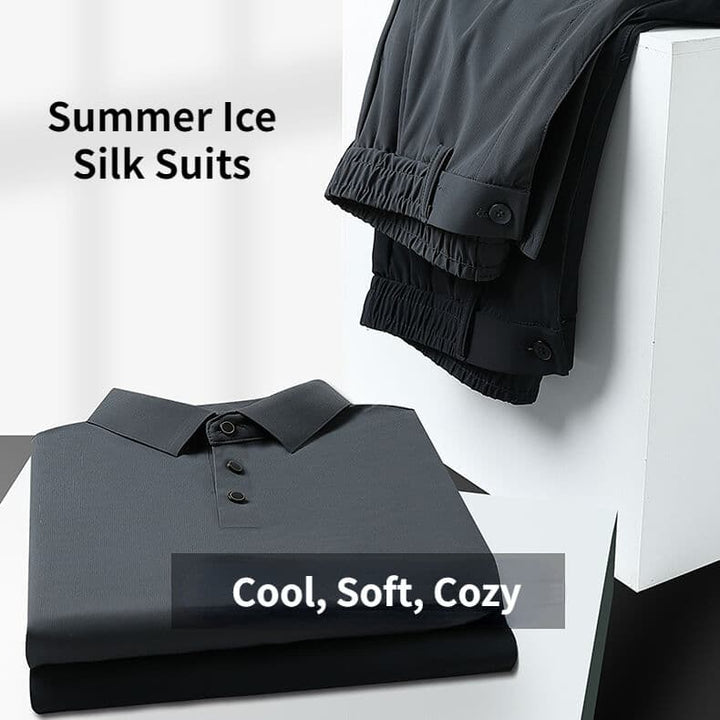 Summer Men's Ice Silk Seamless T-Shirt & Pants Set - AIGC-DTG