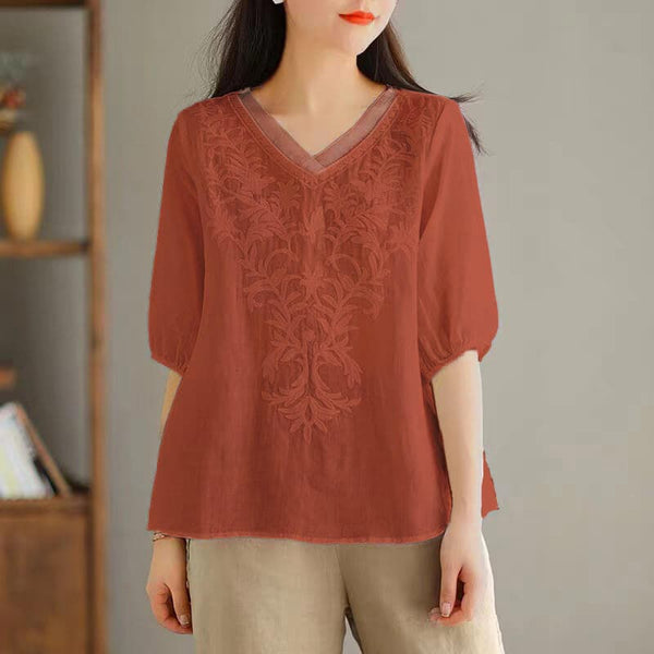 Summer Women's Three-Dimensional Embroidery T-Shirt - AIGC-DTG