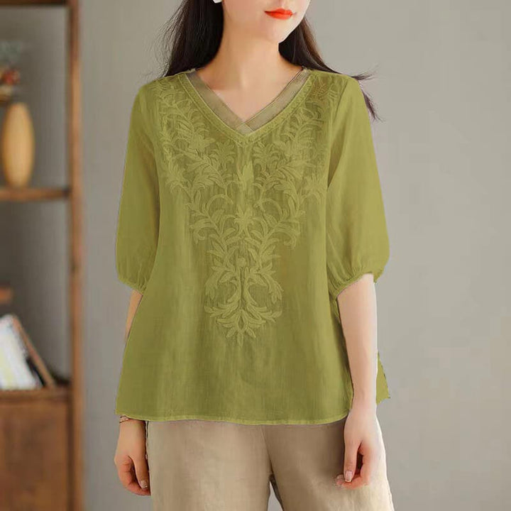 Summer Women's Three-Dimensional Embroidery T-Shirt - AIGC-DTG