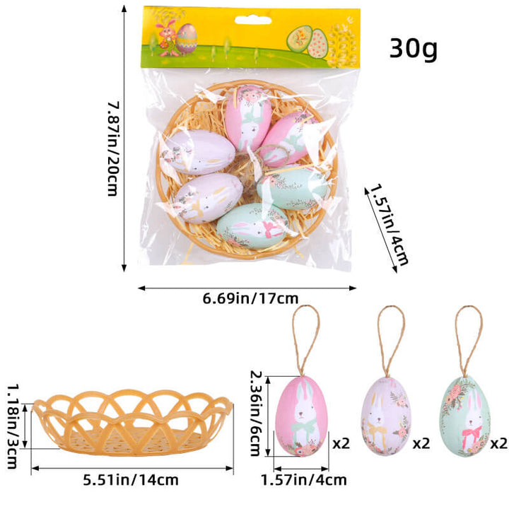 6PCS Easter Egg Decorations Hanging Ornaments Colorful Easter Eggs - AIGC-DTG