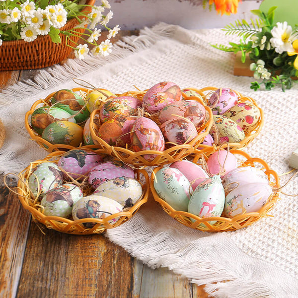 6PCS Easter Egg Decorations Hanging Ornaments Colorful Easter Eggs - AIGC-DTG