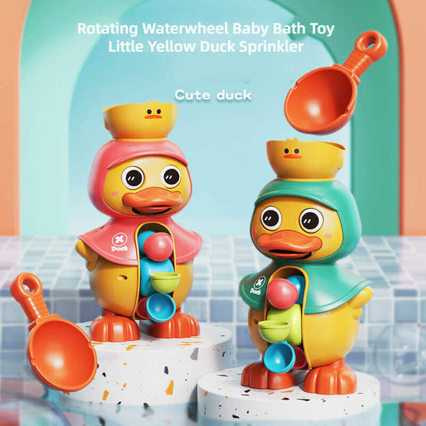 Rotating Waterwheel Baby Bath Toy Little Yellow Duck Sprinkler - AIGC-DTG
