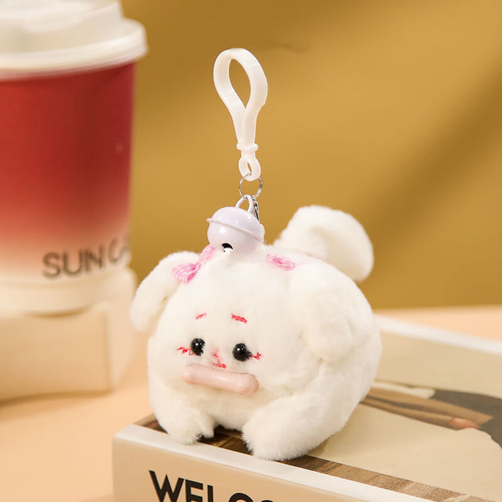Pull String Wagging Tail Plush Toy With Bell Keychain - AIGC-DTG