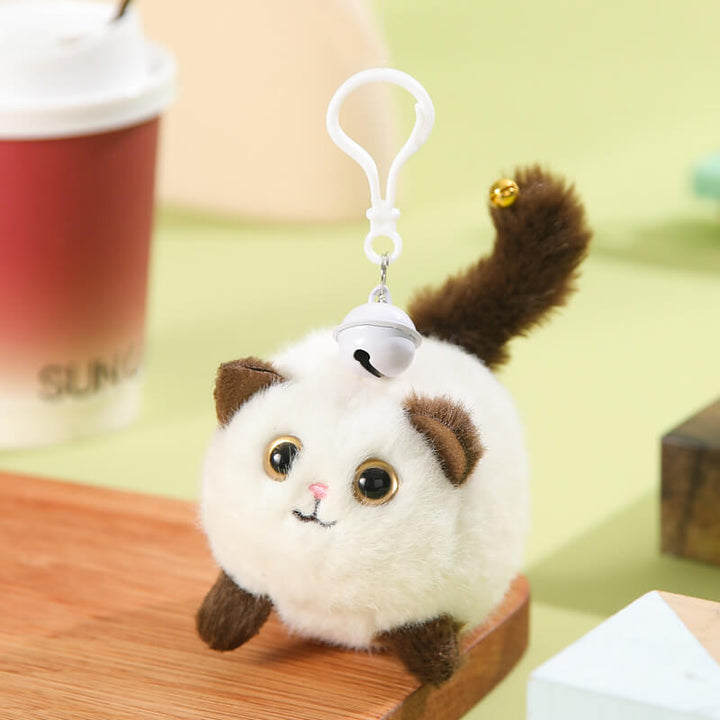 Pull String Wagging Tail Plush Toy With Bell Keychain - AIGC-DTG