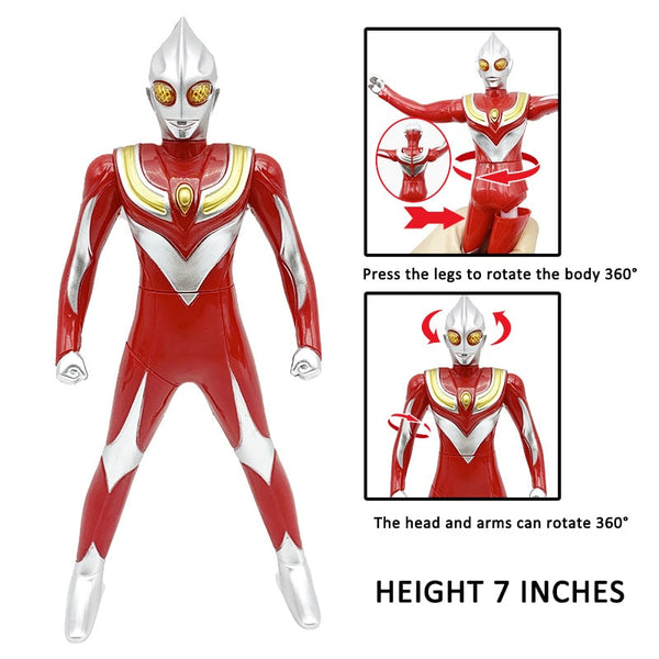 360-Degree Rotating Ultraman Tiga and Spider-Man Action Figure Model