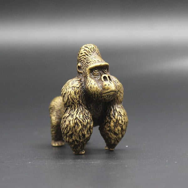 Solid Bronze Gorilla Figurine—Antique-Style Miniature Monkey