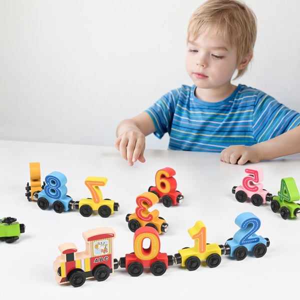 Numbers And Letters Magnetic Train Puzzle Wooden Toy Car