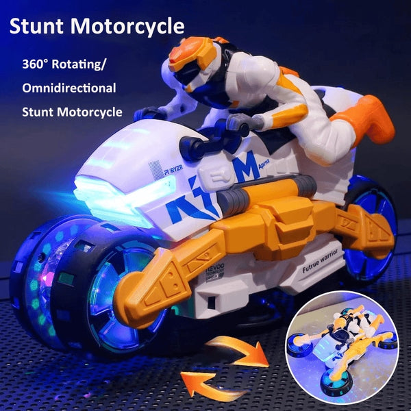 Cool Rotating Stunt Motorcycle Toy - Transforming Bike Gift for Ages 3-6